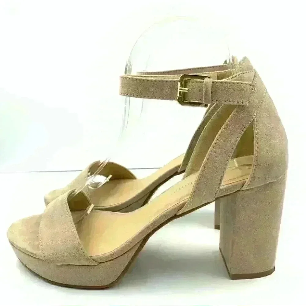 CL by Chinese Laundry heels sz 8.5 39 beige chunky y2K 90s vintage